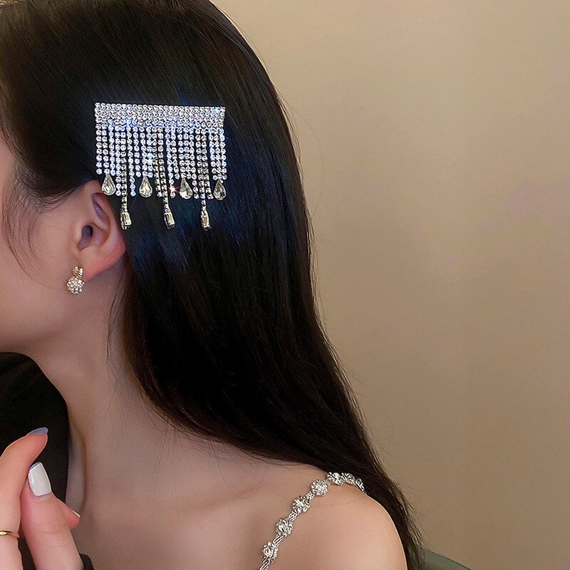 【送料無料】 ヘアークリップ ラインストーン レディース 女性 フル 髪 ヘアー ジュエリー タッセル コスチューム キラキラ 美しい ギフト 女の子