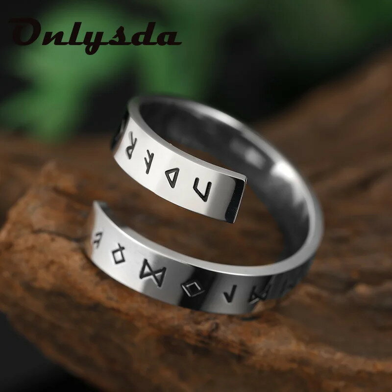 【送料無料】 指輪 リング ハイキング ステンレス レトロ メンズ スチール オーディン 北欧 お守り ルーン