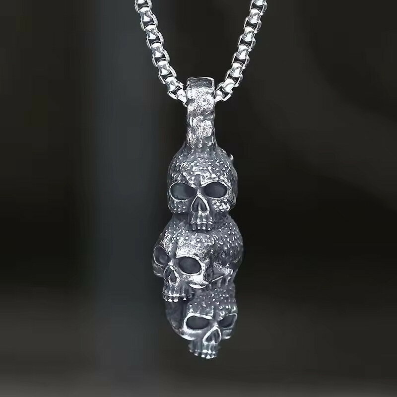Other , Materials - 【クーポン利用で4660円】 ペンダント ネックレス ファッション ステンレス スチール パンク ロック スカル メンズ 男性 ジュエリー ギフト ティーン チョーカー