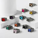 【送料無料】 指輪 リング トルコ シチメンチョウ ピンク チタン クリスタル ストーン レディース 女性 メンズ 男性 スクエア 12 カラー スチール 象眼...