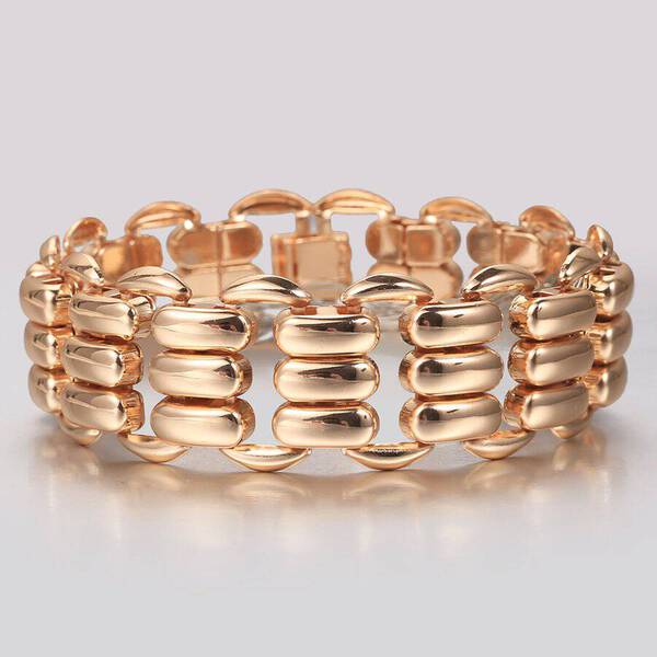【クーポン利用で4930円】 バングル ブレスレット ローズゴールド チェーン レディース リス エレガント 大きい 厚い リンク 585 ローズ ゴールド 長方形 織り合わせる リストバンド 誕生日 20レディース リンクチェーン ビッグ