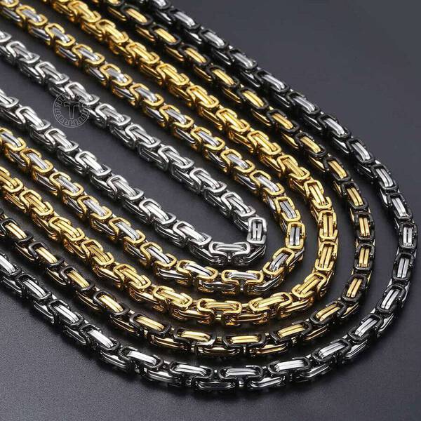 【送料無料】 ネックレス 黒 ブラック ゴールド シルバー ステンレス チェーン M メンズ 男性 5.mm ビ..