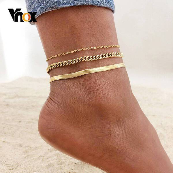 【送料無料】 アンクレット ステンレス レディース 選べる ダブル トリプル レイヤー ゴールド 小豆 あずき チェーン アンクレステンレステンレス アメリカ ...