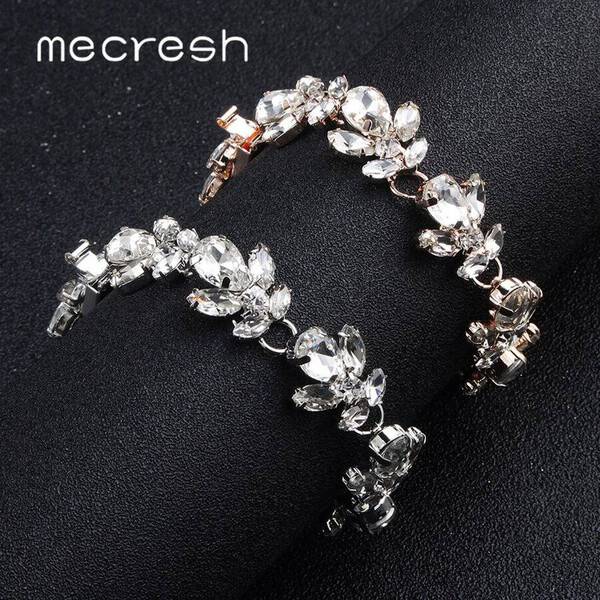 【送料無料】 バングル ブレスレット クリスタル チェーン ブライダル ラインストーン レディース 結婚式 ジュエリー 葉 リンク 2.レディース リンクチェー...