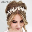 【クーポン利用で9250円】 ヘアアクセゴールド クリスタル 花 フラワー パール 真珠 ブライダル ヘアアクセ ヘッドバンドゴールド レディース 女性 シミュ...