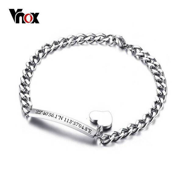 【送料無料】 バングル ブレスレット ハート ステンレス レディース 名入れ刻印 おしゃれ 経度 緯度 エレガント チャーム バー