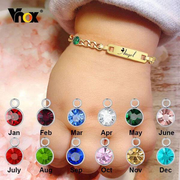 【送料無料】 ブレスレット ステンレス ストーン レディース 女性 無料オリジナル刻印 バースストーン 誕生石 赤ちゃん アンチ アレルギー キッズ 銘板 カス...
