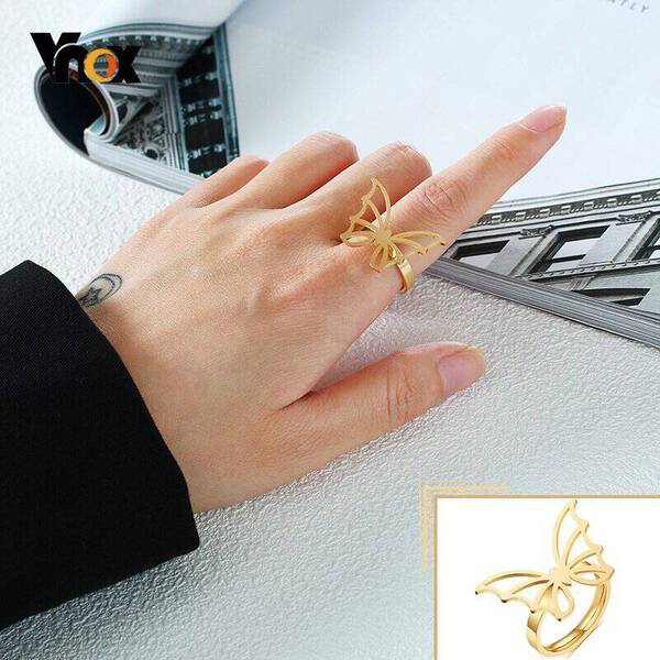 【送料無料】 リング ゴールド チョウ 蝶 バタフライ ステンレス 指輪 レディース 女性 エレガント シェイプ トーン 指 ギフト 結婚式 誕生日 パーティ ...