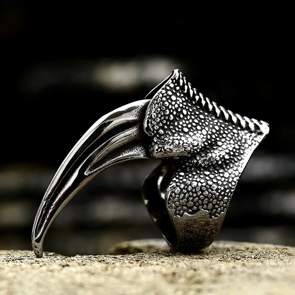 【クーポン利用で4680円】 指輪 リング 動物 アニマル ステンレス ビンテージ ハート 爪 鳥 メンズ パンク 3316L スチール 繊細 鷲 イーグル バード ネイル ボーイ バイカー ロック ドミネリング ファッション ジュエリー ギフト