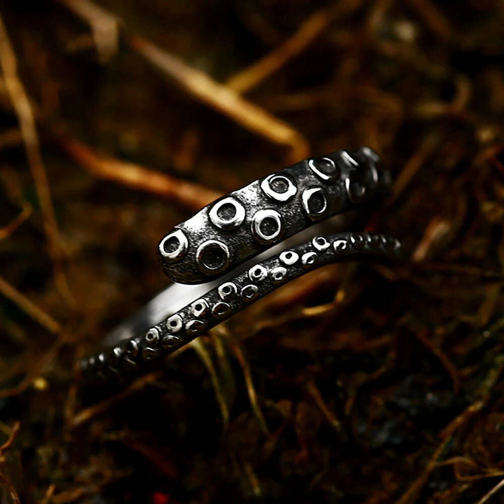 【送料無料】 指輪 リング 動物 アニマル ステンレス ビンテージ タコ メンズ ゴシック スチール 海賊 ..