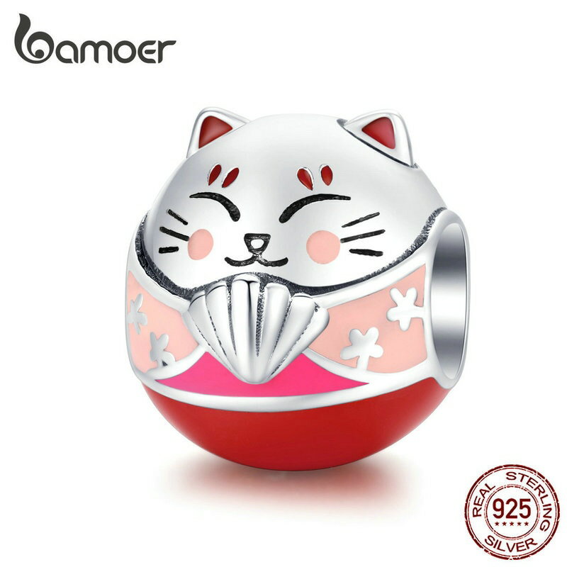 【クーポン利用で5030円】 バングル ブレスレット 日本 ネコ シルバー ビーズ メタル ラウンド レディース キティ 猫 チャーム 925 オリジナル エナメル 面白 ホワイトい DIY ジュエリー