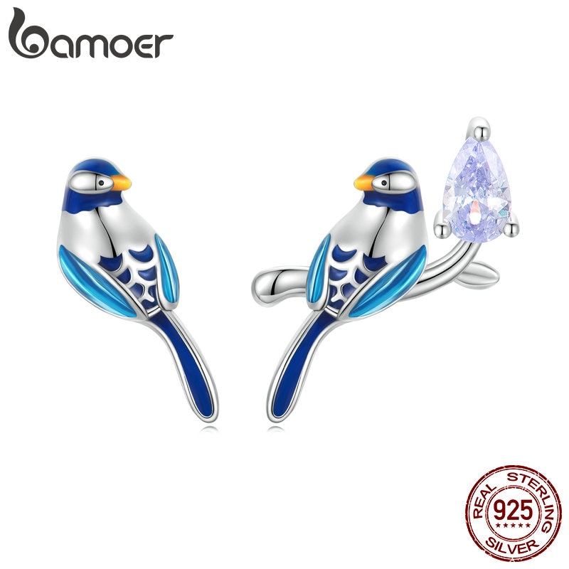 Cubic Zirconia - 【送料無料】 】 ピアス シルバー スタッドピアス ジルコニア レディース 女性 925 スター 星リング デイリー 鳥 バード スタッド パヴェ セッティング 紫 パープル CZ エレガント 耳 イヤー ギフト ジュエリー