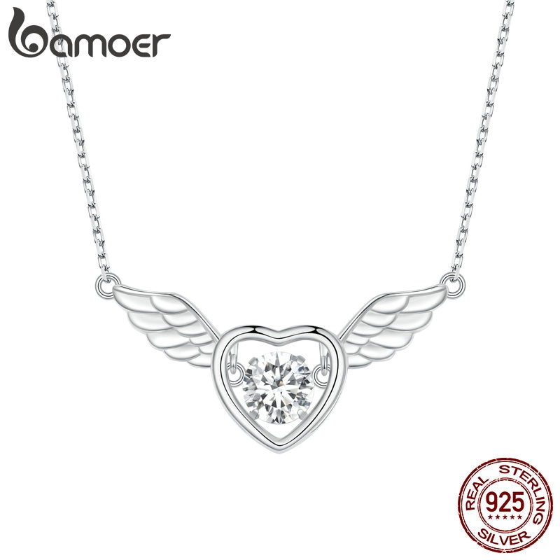 【送料無料】 ペンダント ネックレス シルバー ハート ジルコニア チェーン レース レディース 女性 925 スターリング シャイニー ジルコン ガーディアン 翼 ウィング ネック 誕生日 ギフト ジュエリー