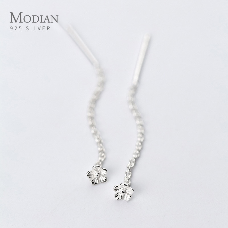 楽天FineJewelrys【送料無料】 ピアス シルバー 花 フラワー ロング 揺れる シンプル レディース 女性 プラント 植物 タッセル ドロップ 100％ 925 スター 星リング ダングル 耳 イヤー 韓国 スタイル パーティ ジュエリー