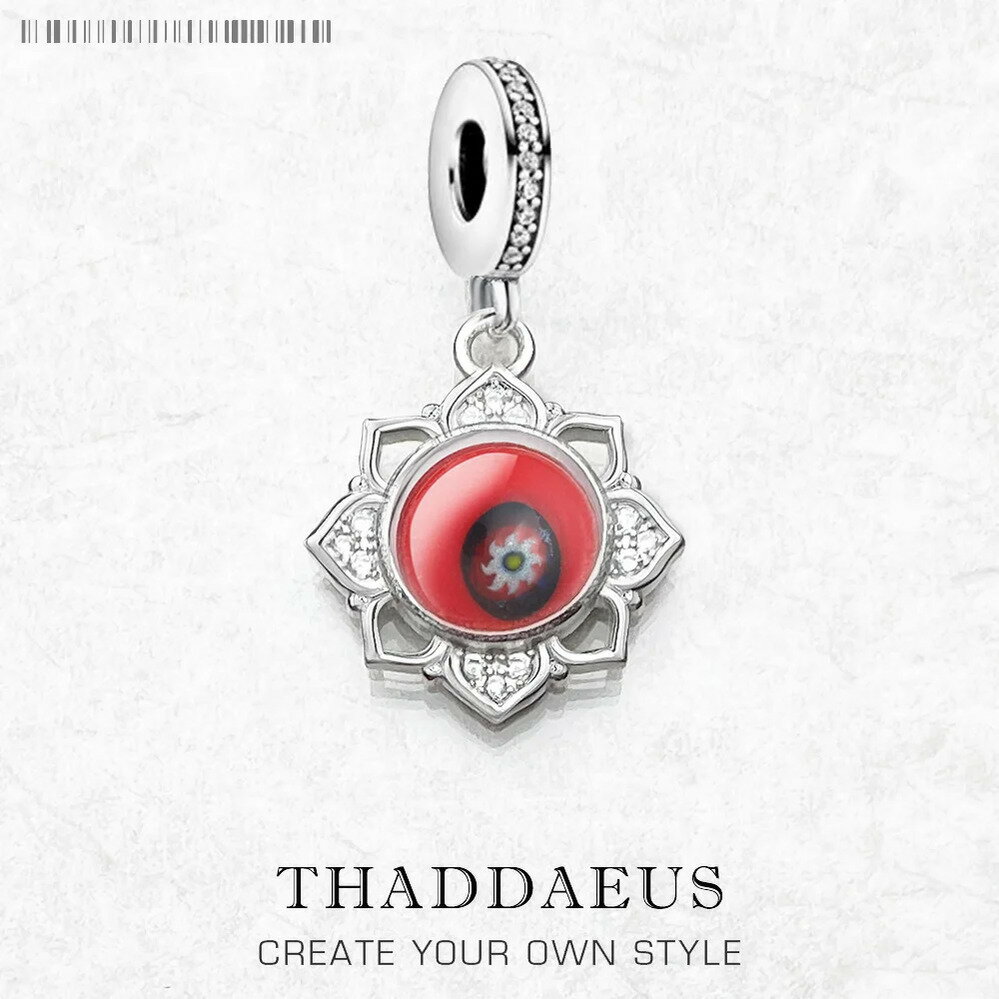 【送料無料】 チャーム ペンダント 花 フラワー ビンテージ 赤 レッド スイレン シルバー プラント カラス キング リング 揺れる ハス 植物 レディース ...