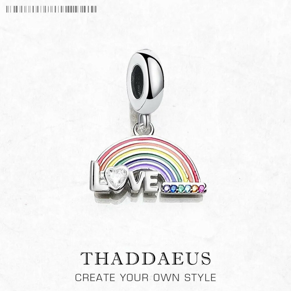 【送料無料】 チャーム ペンダント レインボー シルバー リング LOVE レディース メンズ カラフル 虹 ヨーロッパ ハンドメイド ジュエリー 広める Lo...