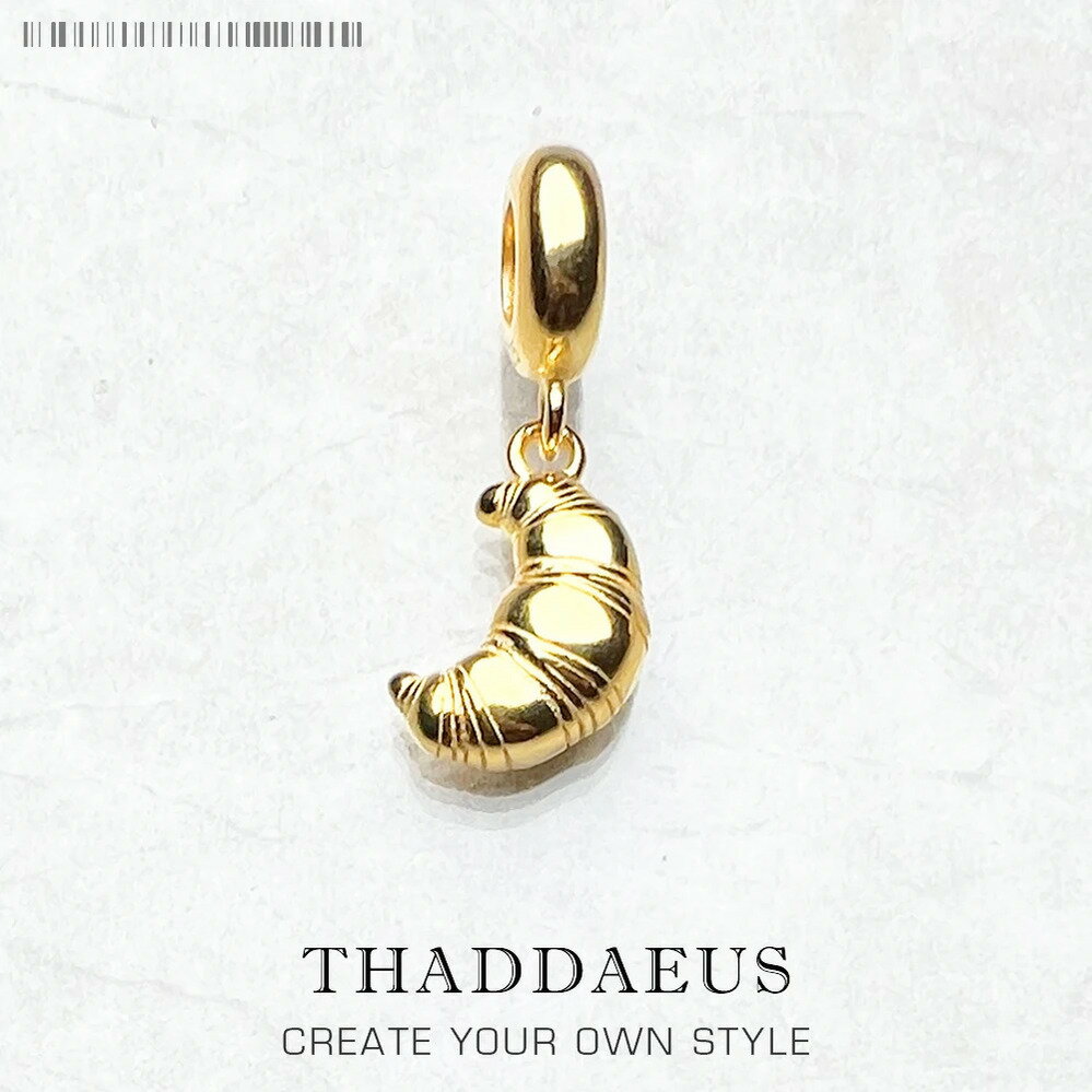 【送料無料】 チャーム ペンダント ゴールド シルバー リング 揺れる レディース メンズ ゴールドプレート クロワッサン スイート デザイン 9255 ダングル スターリング トレンド ファイン ジュエリー