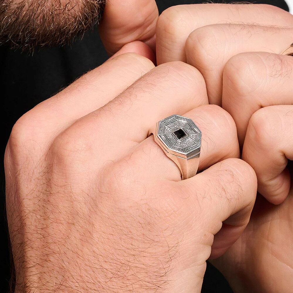 【送料無料】 チャーム 指輪 リング 黒 ブラック ビンテージ シルバー オニキス プ...