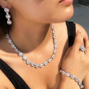 【クーポン利用で14900円】 ピアス 指輪 リング ブレスレット ネックレス スクエア ジルコニア ブライダル レース レディース 4個 四角 キュービック パヴェ 結婚式 ウェディング パーティ コスチューム ジュエリー セット 18号 16号 11号 14号