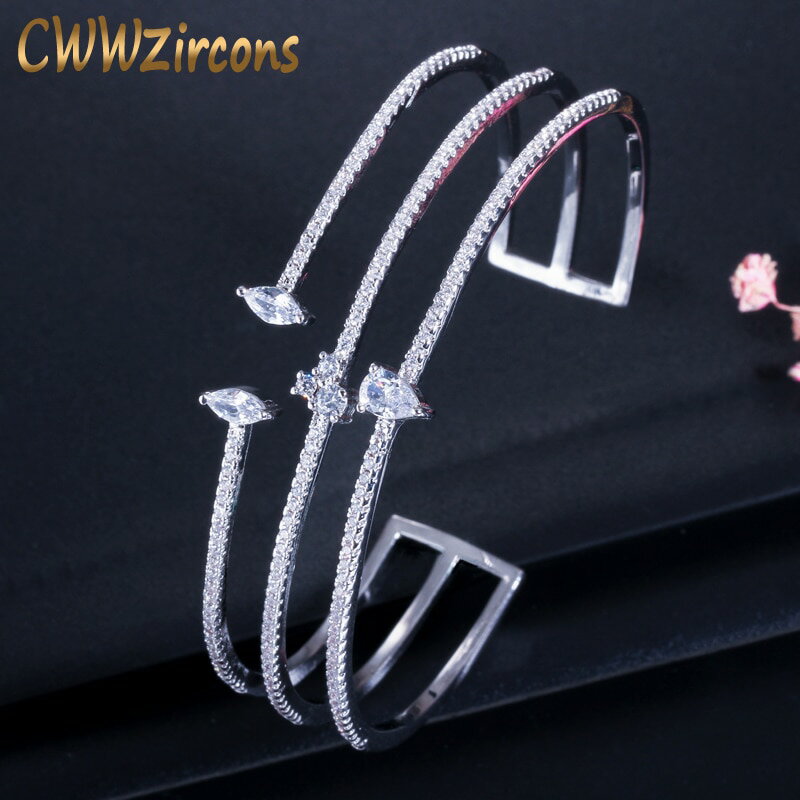 【クーポン利用で5290円】 バングル ブレスレット ジルコニア レディース 贅沢 デザイナー エンゲージメント 結婚式 ウェディング ジュエリー CZ パヴェ 大 幅 ファッション カフ