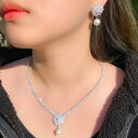 【クーポン利用で6820円】 ピアス ネックレス ジルコニア 花 フラワー パール 真珠 ブライダル レース レディース 女性 素敵 キュービック ドロップ 結婚式 ウェディング パーティ ファッション ジュエリー セット ギフト
