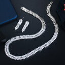【クーポン利用で9380円】 ピアス ネックレス ジルコニア ブライダル レース レディース 女性 絶妙 キュービック 結婚式 ウェディング パーティ ジュエリー セット 葉っぱ 形 ハイ 品質 CZ