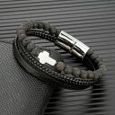 【クーポン利用で3680円】 バングル ブレスレット クロス 本革 磁気 レザー ステンレス ストーン 眼 タイガー トラ メンズ ナチュラル 純正 編組 スチ...