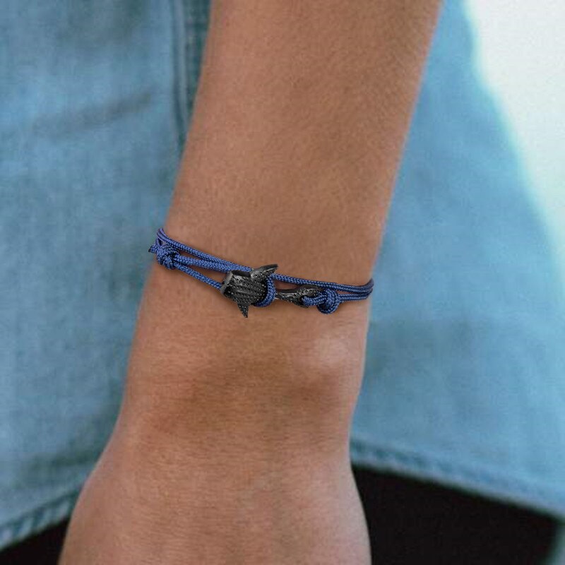 【送料無料】 ブレスレット 黒 ブラック ロープ フリーサイズ レディース メンズ 夏 サマー ビーチ スタイル 鯨 くじら 調整可能 多層 マルチレイヤー ラ...