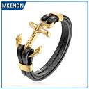 【送料無料】 バングル ブレスレット オオカミ 狼 メンズ バイキング おおかみ 宗教的 18k プレート アンカー マルチレイヤー ステッチ キリスト ジュエ...