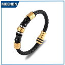 【クーポン利用で4690円】 バングル ブレスレット 黒 ブラック 磁気 レザー ステンレス メンズ 18k プレート スチール リストバンド パンク スタイル...