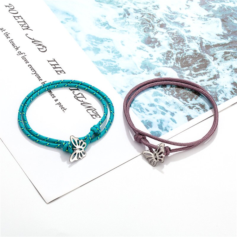 【送料無料】 ブレスレット チョウ 蝶 バタフライ ステンレス メタル レディース ナチュラル スタイル 2mm キャンプ 550 ジュエリー スチール フック