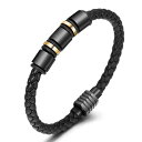 【送料無料】 ブレスレット 磁気 レザー ステンレス ビンテージ メンズ ホット ファッション スチール 留め金 クラスプ 編組 ジュエリー ギフト