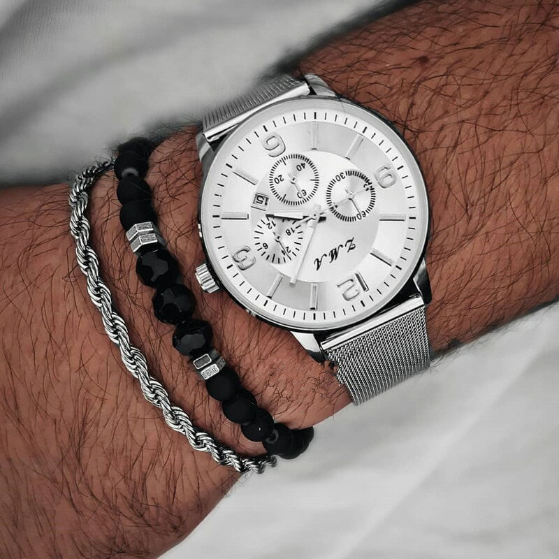 【クーポン利用で2890円】 ブレスレット チェーン ストーン メンズ 2個セット クラウン チャーム 新しい ファッション ビーズ ジュエリー ギフト