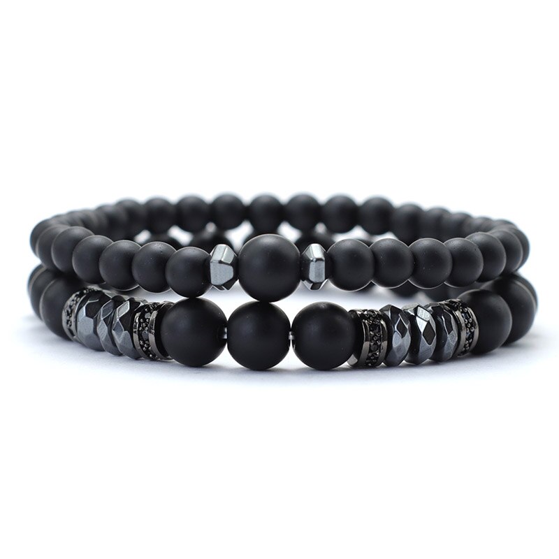 【クーポン利用で3370円】 ブレスレット 黒 ブラック ジルコニア ストーン タイガー トラ メンズ ユニーク 2個セット 贅沢 ナチュラル ラピス ラズリ ...