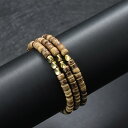 【クーポン利用で3700円】 ブレスレット コッパー 木製 ウッド ストーン メンズ 新しい 3 ピース セット 4mm ライス ビーズ ナチュラル イレギュラ...