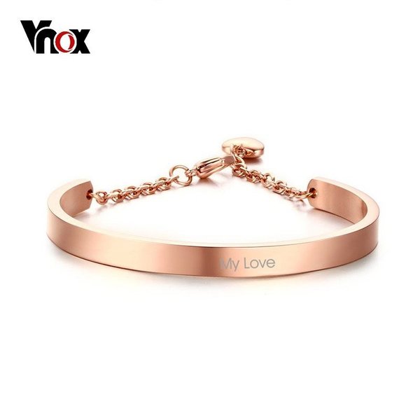 【送料無料】 バングル ブレスレット レディース カフブレスレット カスタム ローズゴールド クラシック ジュエリー チャーム ハート インフォ ネーム 名前 ...