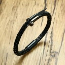 【クーポン利用で4850円】 バングル ブレスレット メンズ ステンレス マグネティック 磁石 ジュエリー レザー スタイリッシュ デザイン ネイル リアル 磁...