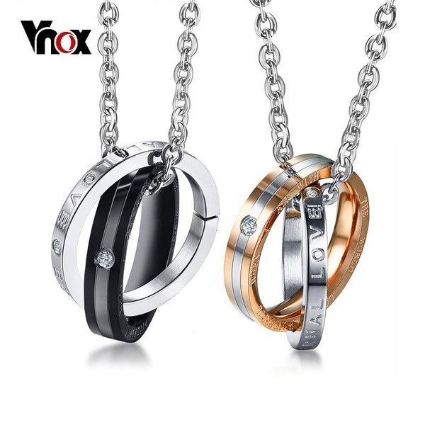 【送料無料】 ネックレス ペンダント メンズ 男性 レディース 女性 ステンレス 刻印 ジュエリー サークル カップル チェーン 恋人 ラウンド 50cm ペア...