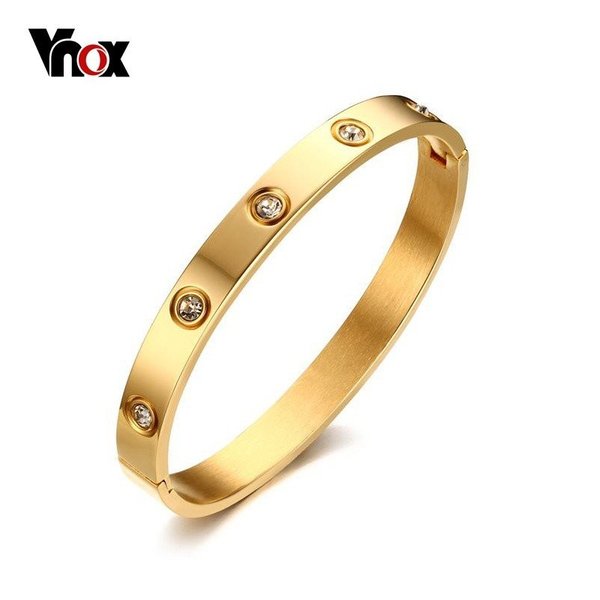 【送料無料】 バングル ブレスレット レディース ステンレス ゴールド クリスタル ファッション カフ シンプル 大人 トレンド おしゃれ かわいい &