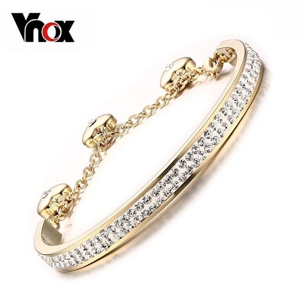 【送料無料】 バングル ブレスレット レディース ステンレス 調整可能 ゴールド クリスタル フリーサイズ 長さ シンプル 大人 トレンド おしゃれ かわいい