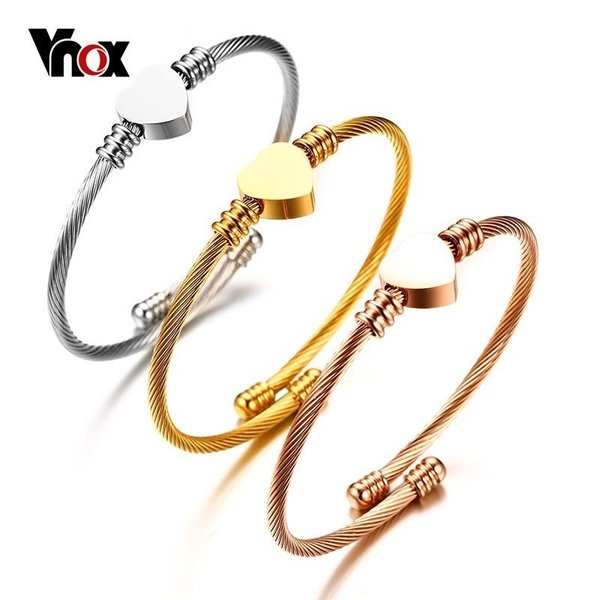 【送料無料】 バングル ブレスレット レディース ステンレス ファッション ツイスト トリプル ケーブル ハート カフ ワイヤー セット おしゃれ 大人