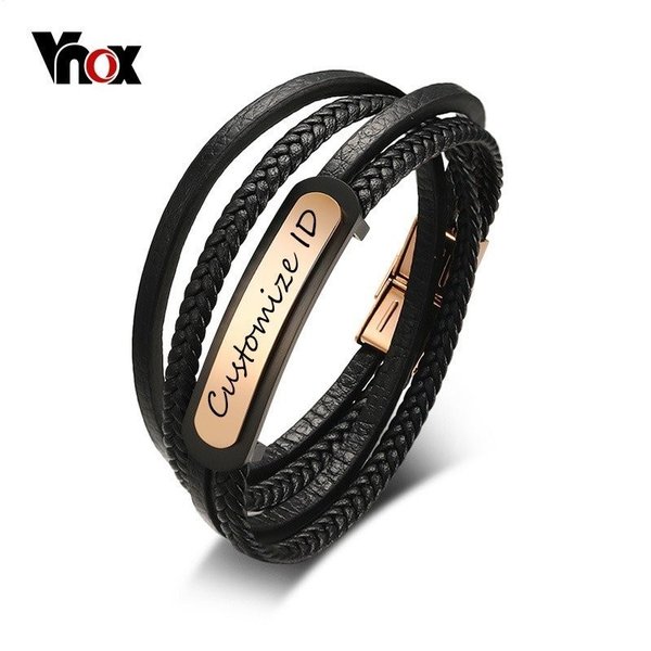 【クーポン利用で5510円】 ブレスレット メンズ 無料名入れ刻印 マルチレイヤー リンクチェーン 網込 ..