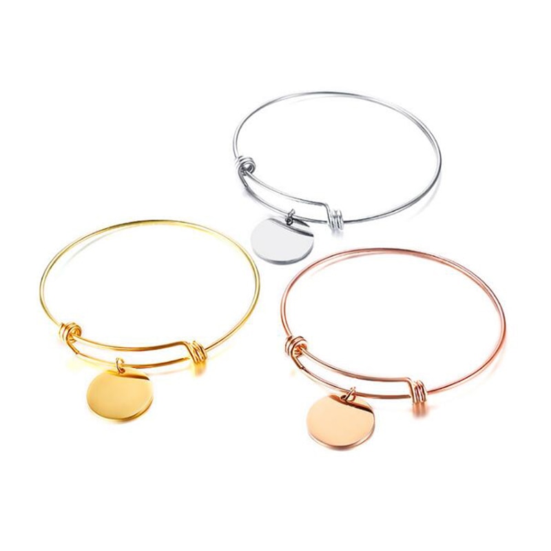 【送料無料】 バングル ブレスレット レディース 無料名入れ刻印 ステンレス ゴールド ジュエリー シルバー チャーム ラウンド カフ 刻印 レディ コイン 名...