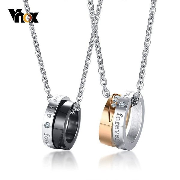 【送料無料】 ネックレス カップル ラインストーン ペンダント ステンレス ペア 人気 トレンド リンクチェーン ラウンド レディース 女性18 メンズ 男性2...