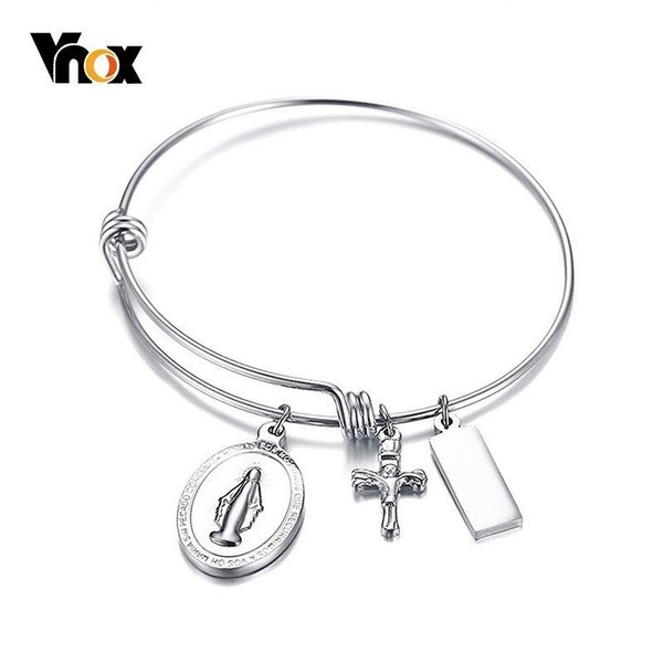 【送料無料】 バングル ブレスレット カフブレスレット シルバー チャーム クロス メアリー フリー パーソナライズ レディースカフ ステンレス カスタム レデ...