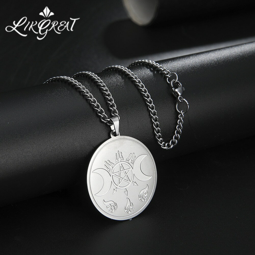 【送料無料】 ペンダント ネックレス 星 スター ステンレス 月 レース レディース 女性 魔術 ウィッチ..