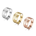 【クーポン利用で2890円】 指輪 リング ハス ステンレス 花 フラワー メンズ 男性 レディース 女性 ピュア ロータス シャイニー スチール カットアウト...
