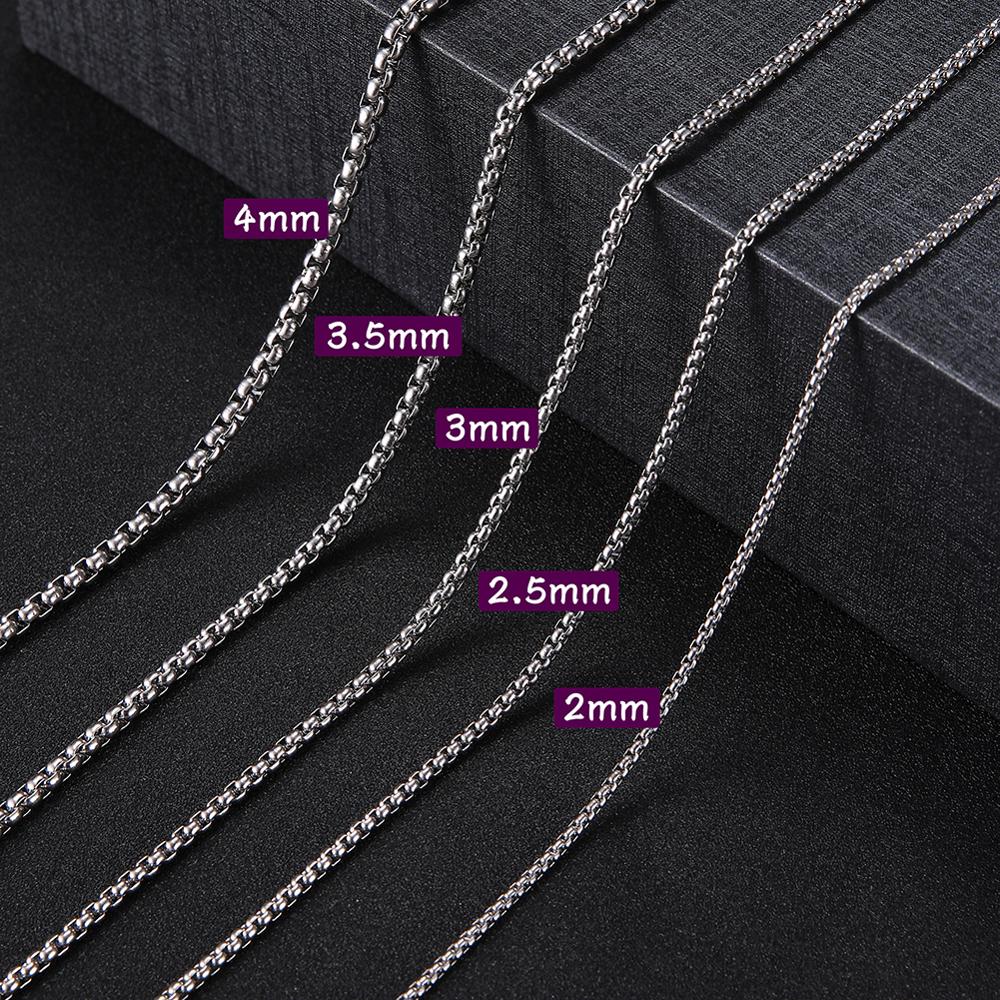  ネックレス ステンレス チェーン ロング レース レディース 女性 メンズ 男性 ファッション 60cm 箱 ボックス スチール ステートメント 2-4 厚い ジュエリー ギフト