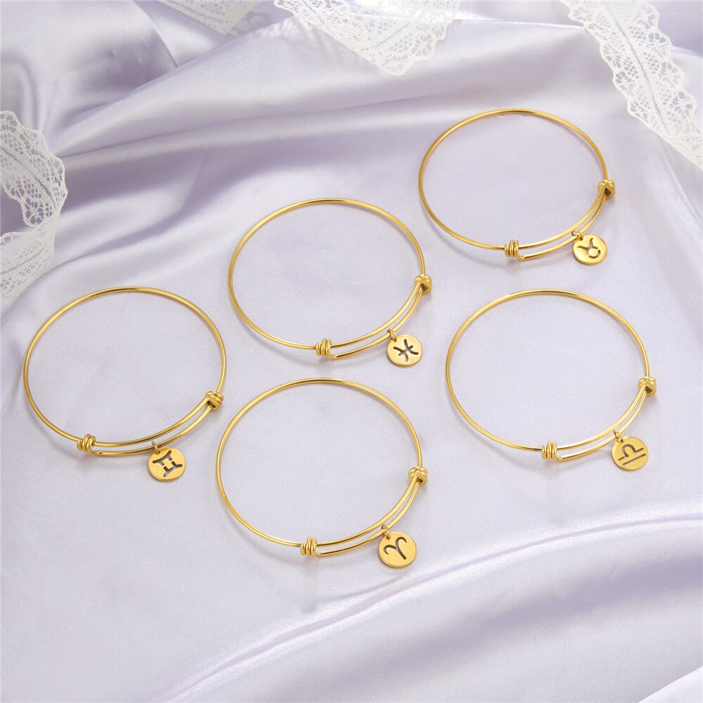 【送料無料】 バングル ブレスレット 牡羊座 牡牛座 獅子座 乙女座 射手座 魚座 ステンレス レディース
