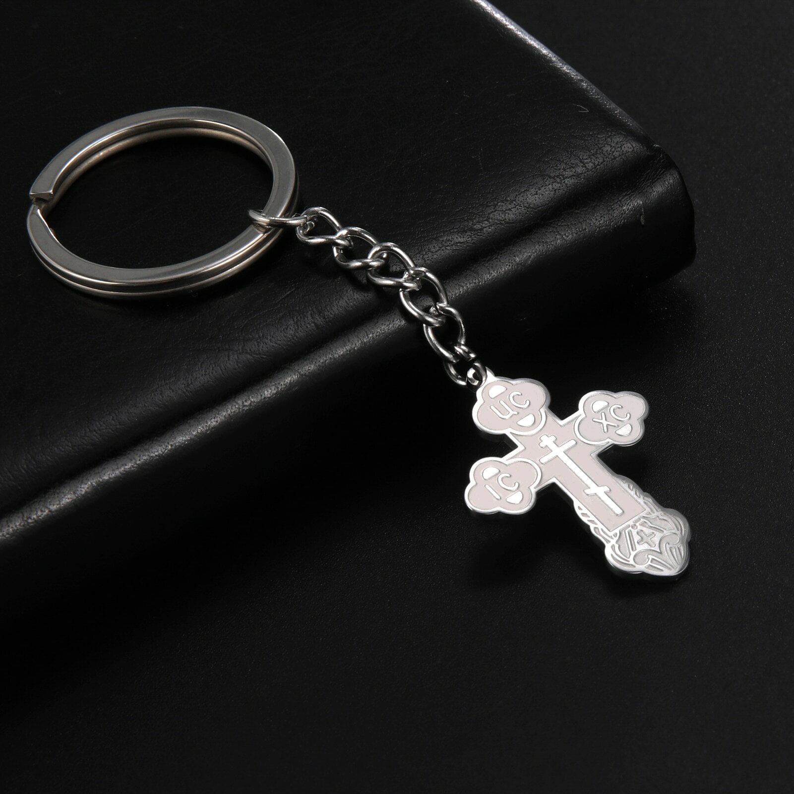 Leather - 【送料無料】 】 キーチェーン クロス 十字架 ステンレス シンプル レディース 女性 メンズ 男性 スチール オーソドックス キリスト 宗教的 信念 鍵 キー チェーン パンク ジュエリー ギフト